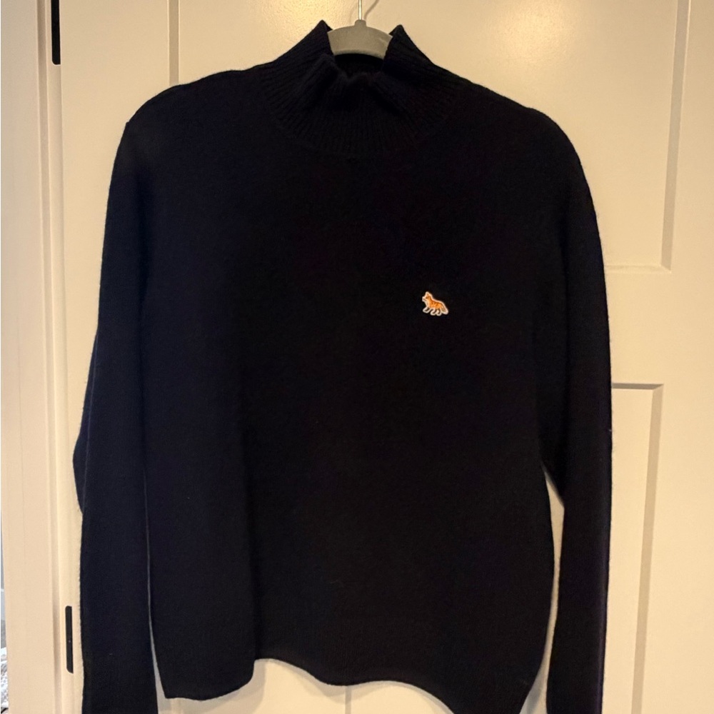 MAISON KITSUNE Navy Turtleneck Sweater - Picture 2 of 5